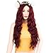 ForQueens Long Curly Wigs for Women Natural Hair Wigs Wavy Red Hair Wig Loose Deep Wave Synthetic Heat Resistant Fiber Full Wig