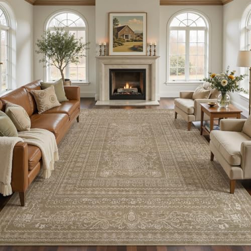 Tapis lavable Nakagishi 7x9 brun foncé salon
