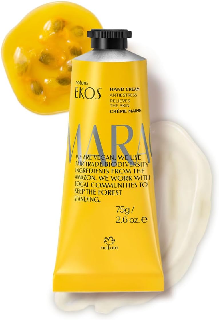 Passion Fruit Hand Cream - Calming Balm - Fast Absorption - 24-Hour Deep Hydration Skin Moisturizer - Vegan Skin Care - Brazilian Beauty Secrets - Self Care & Body Care - 2.6oz (75g)