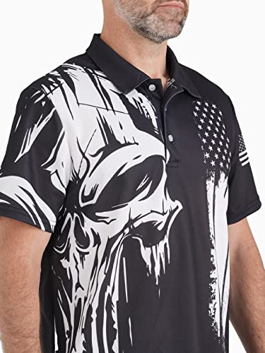 Hivichi Skull Golf Shirts For Men Skull Shirts For Men Crazy Golf Shirts For Men Golf Polos For Men Print Funny Polo Shirt #TOP4