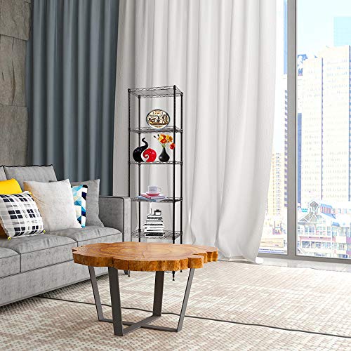 YOHKOH 6 Wire Shelving Steel Storage Rack Adjustable Unit Shelves for Laundry Bathroom Kitchen Pantry Closet 16.6" Width x 63" Height x 11.8" Depth, Black