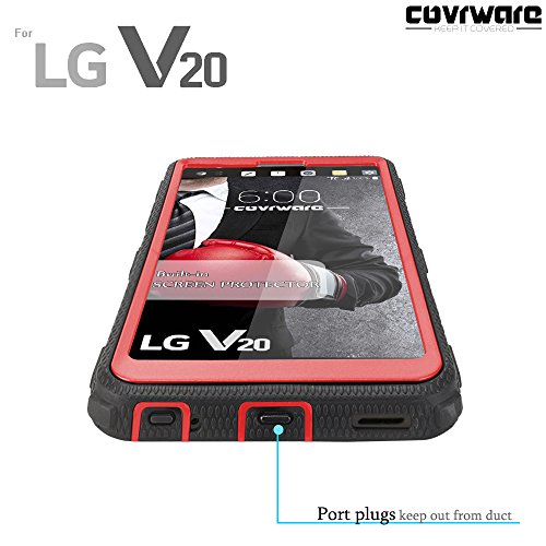 Covrware Aegis Series Case For V20 With Built-In [Screen Protector] Heavy Duty Full-Body Rugged Holster Armor Case [Belt Swivel Clip][Kickstand] - Red #TOP5