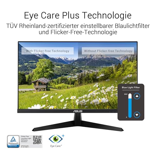 ASUS Eye Care VY279HGR - 27 Zoll Full HD Monitor - 120 Hz, 1ms MPRT, AdaptiveSync, GameFast Input - IPS Panel, Vesa 100x100, 16:9, 1920x1080, HDMI, D-Sub