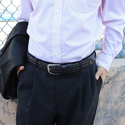 Falari Men's Braided Belt 100% Genuine Leather Stainless Steel Buckle 35mm4