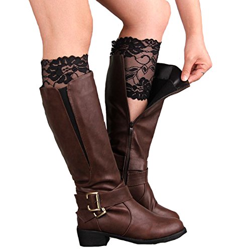 Image of Boot Cuffs for Women Fashion Stretch Laced Leg Warmers Socks Topper Cuff for Women