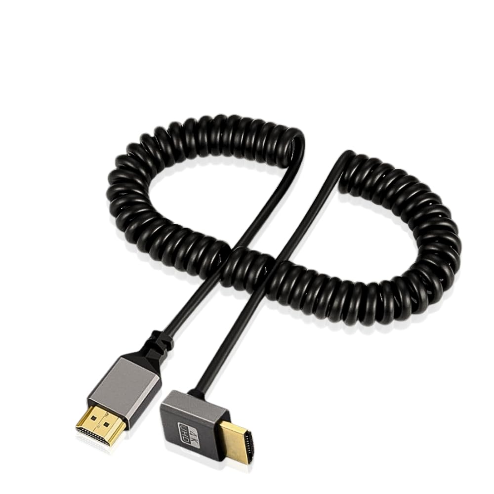 ETZIN 4K UHD Coiled HDMI Cable, Right Angle, Flexible Elastic Stretch, 50cm to 2.4m, Gold-Plated Connectors EPL-1630CC-picture-49