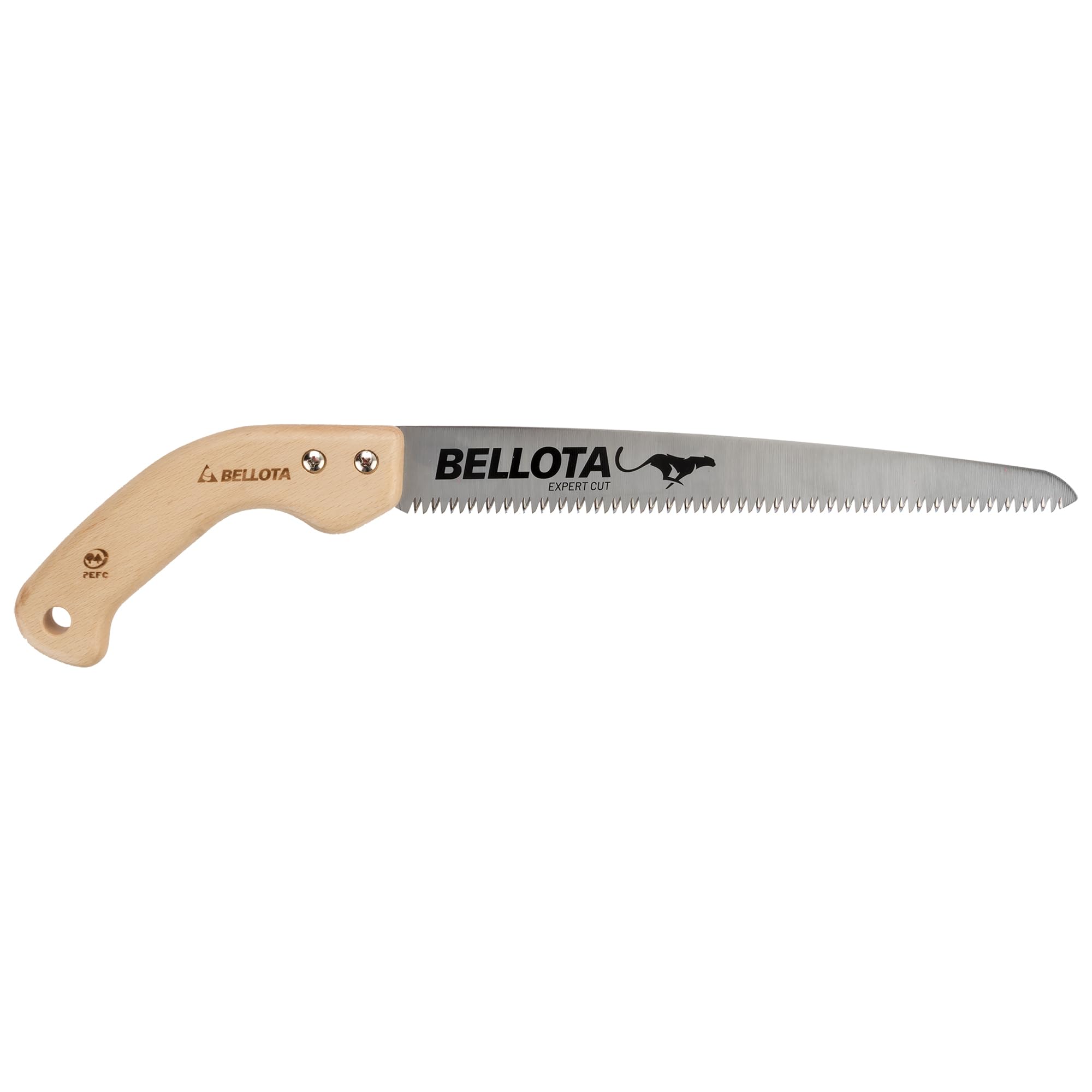 Bellota 45MR12 Scie d'élagage Guépardo avec lame droite de 12", denture japonaise et manche en bois droit, avec étui