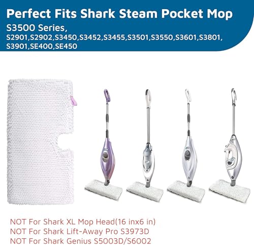 Image of F Flammi 8-Pack Replacement Pads for Shark Steam Pocket Mop S3501 S3601 S3550 S3901 SE450 S3801, Dual-Action Microfiber & Scrubbing Refills for Hardwood Tile Floor Deep Cleaning, Washable & Reusable