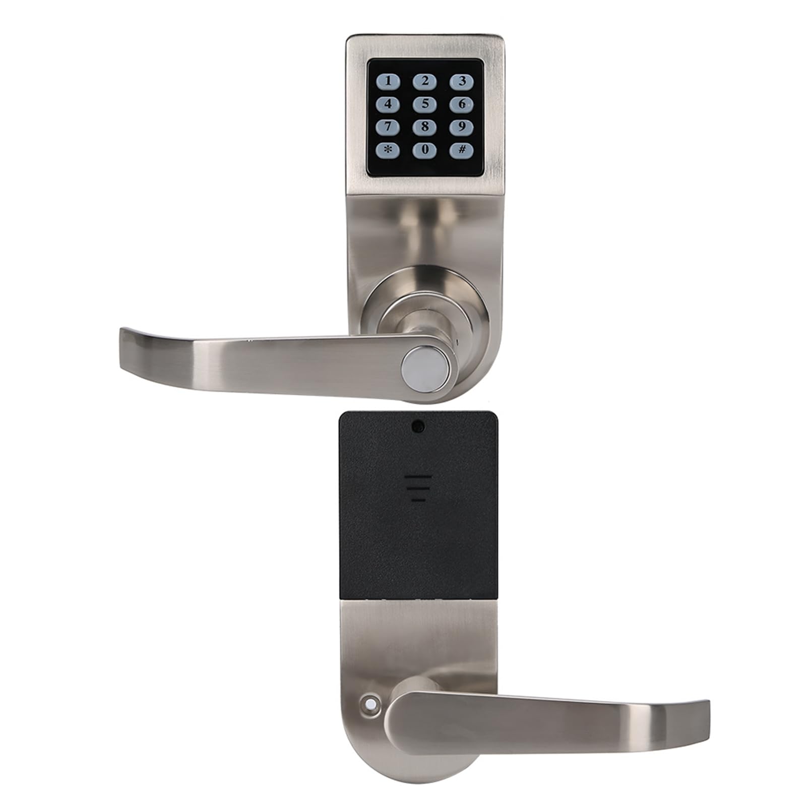 Fafeicy Codiertes Schloss, Intelligentes Türschloss mit IC-Kartenpasswort und Schlüsseleingabe, Sicherheitsschloss aus Zinklegierung für Wohnungen, Häuser, Büros, 30–65 Mm Dicke Türinstallation