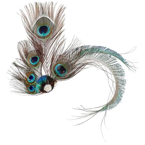 FRCOLOR 1920Er Jahre Pfauenfeder Haarspange Für Damen, Vintage Stil Haarclip, Eleganter Haarschmuck Für Hochzeit Und Party