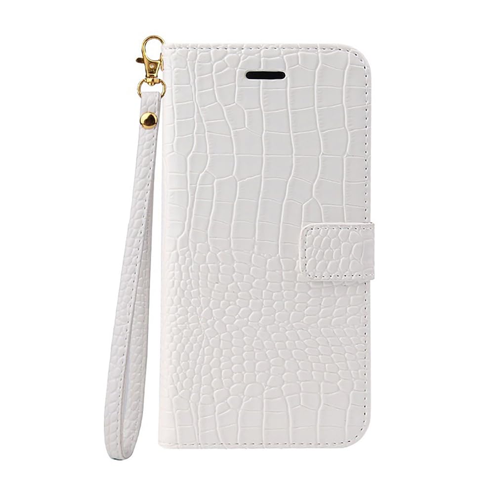 Étui en cuir crocodile blanc iPhone 17 Pro Max : l'élégance d'une housse à rabat haut de gamme