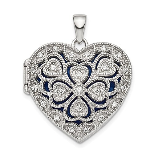 925 Sterling Silver Cubic Zirconia Cz Heart Photo Pendant Charm Locket Chain Necklace That Holds Pictures Fine Jewelry For Women Gifts For Her