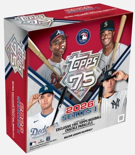 NEW 2026 Baseball Series 1 Trading Card MEGA Box - Look for Exclusive 1991 Topps Baseball Crackle Parallels