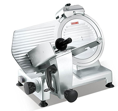 KWS MS-12SL Commercial 420w Electric Meat Slicer 12-Inch Triple Safety Locks  Anodized Aluminum Base with Stainless Steel Blade Frozen Meat Cheese Food Slicer Low Noises Commercial and Home Use