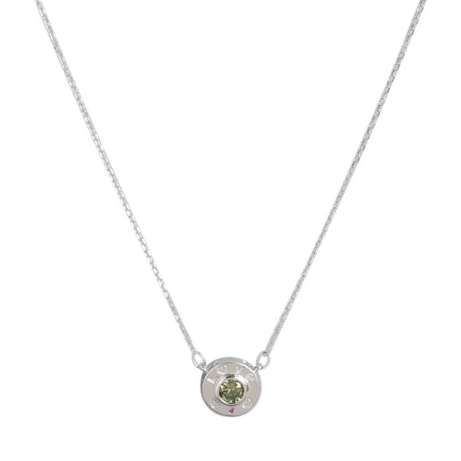 ZAVYA 925 Sterling Silver Circular Love Engraved Cubic Zirconia CZ Rhodium Plated Chain Necklace | Gift for Women and Girls | With Certificate of Authenticity and 925 Hallmark