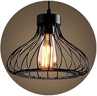 Vintage Art Cage Pendant Light Iron Black E27 Base Hanging Ceiling Lamp Industrial Vintage Lighting for Living Dining Room Bar Light Fitting Wire Cage Lampshade Lamp Cover