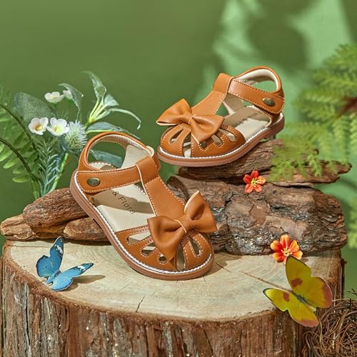 Image of Felix & Flora Toddler Girls Sandals Soft Rubber Princess Flat Shoes Flower Girl Shoes