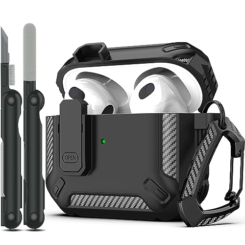 PZOZ Hülle Für AirPods Pro 2 (2022) – PC+TPU, Front-LED Sichtbar, Mit Schlüsselbund, Schwarz