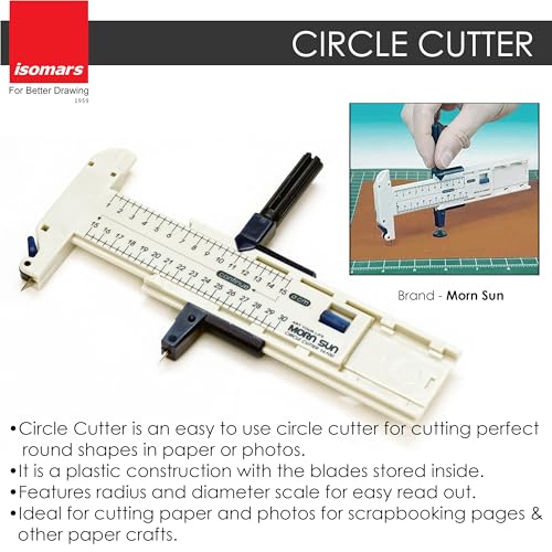 Image of Isomars A3 Self-Healing Cutting Mat Kit with Circle Cutter, Precision Pen Knife & Paper Cutter | Non-Slip Craft Cutting Board 450 x 300 mm | DIY, Art, Scrapbooking & Model Making Tools