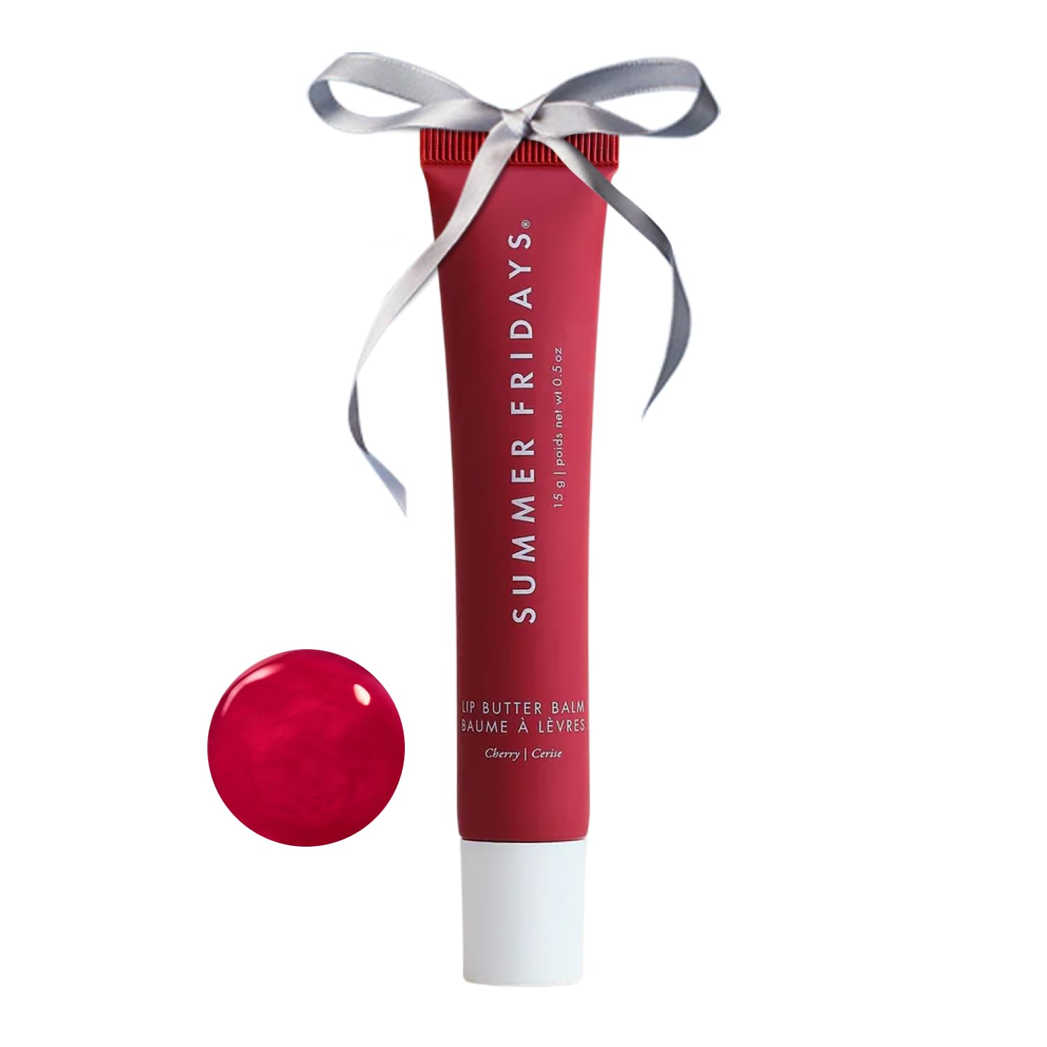 Tinted Lip Butter Balm - Conditioning Vegan Lip Balm for Instant Moisture, Shine & Hydration - Sheer-Tinted, Soothing Skincare - Cherry (.5 Oz)