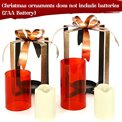 Huangxin Christmas Light Gift Lantern Decorations With Led Flameless Candles Farmhouse Decor Rustic Candle Holder For Xmas Tree Home Party Wedding Indoor Outdoor #TOP5
