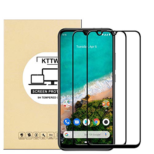 KTTWO for Xiaomi Mi A3 Screen Protector (11D), (2PACK) Full Cover Anti-Scratch Bubble-Free 9H Hardness Tempered Glass Screen Protector with Full Glue for Xiaomi Mi A3, Black