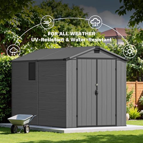 Image of Devoko 6x10 FT Resin Storage Shed with Floor, Large Plastic Outdoor Sheds