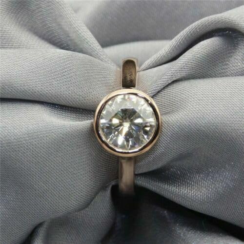 DEVBHUMI ENTERPRISES Lab Created Diamond Ring, 3CT Round Cut, Bezel Set Solitaire, 14K Yellow Gold Finish4