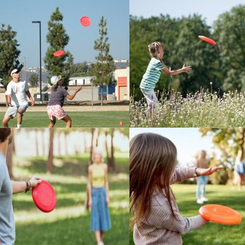 Fc'Noqgn 2 Pcs Flying Disc rutschfest weiches Silikon Spielzeug Eltern & Kleinkind Zeit im Freien Sport, Orange, Rot
