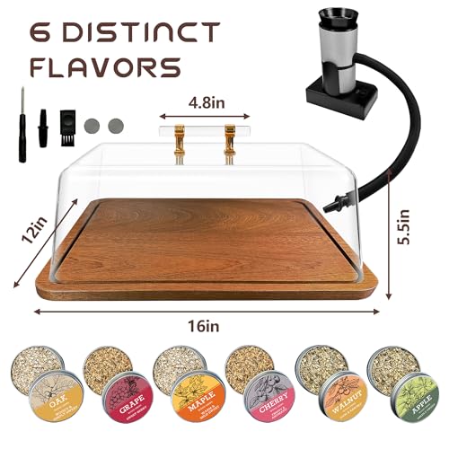 Montex Cocktail Smoker Kit 16 * 12 inch, Whiskey Smoker Kit Inlcudes Smoking Gun, Box and Wood Chips, Bourbon Smoker, Old Fashioned Kit, Large Box Fits Up to 12 Glasses