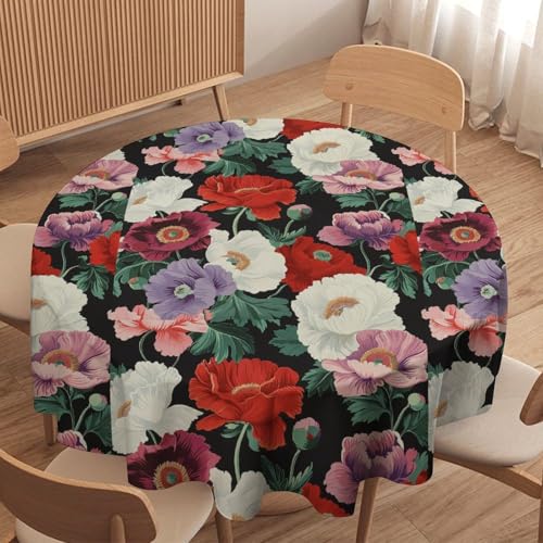 Nappe ronde lavable imprimé grands pétales pour table de cuisine