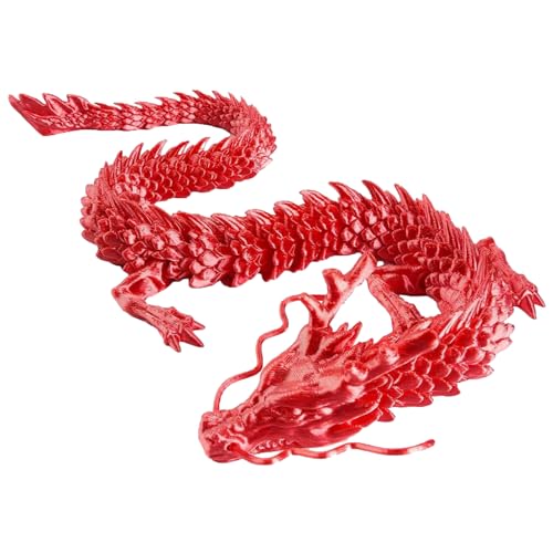 Atsmoce® Drago Giocattolo Stampato in 3D, Figure di Drago Misteriosa, Statua di Drago Realistica in Cristallo con Giunti Mobili, regalo a sorpresa, decorazione per casa/ufficio/auto, ecc. (Rosso)