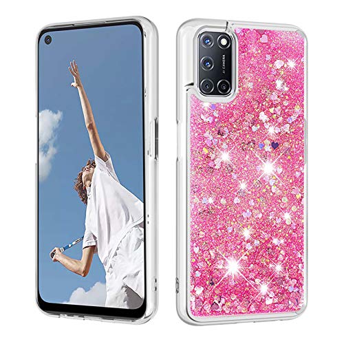 HiCASE Pro Coque pour Oppo A52/Oppo A72/Oppo A92, liquide Sparkly 3D, motifs anti-chocs, en silicone TPU souple, avec paillettes