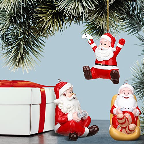 Spiareal 3 Pieces Of Christmas Gamer Santa Claus Video Gaming Ornament Santa Claus Playing Game Christmas Ornament Decorative Hanging Christmas Tree Ornaments For Decoration #TOP4