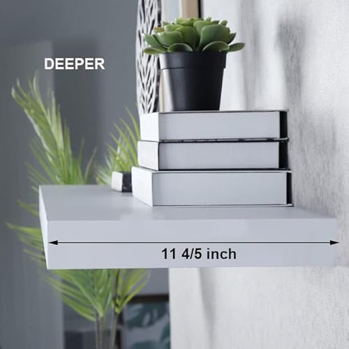 Sishhome Floating Shelves 24 X 12 X 2 Inches Set Of 2,Large Wide Panel Hanging Wall Shelf For Kitchen Room,Study Room,Bedroom,Barthroom #TOP5