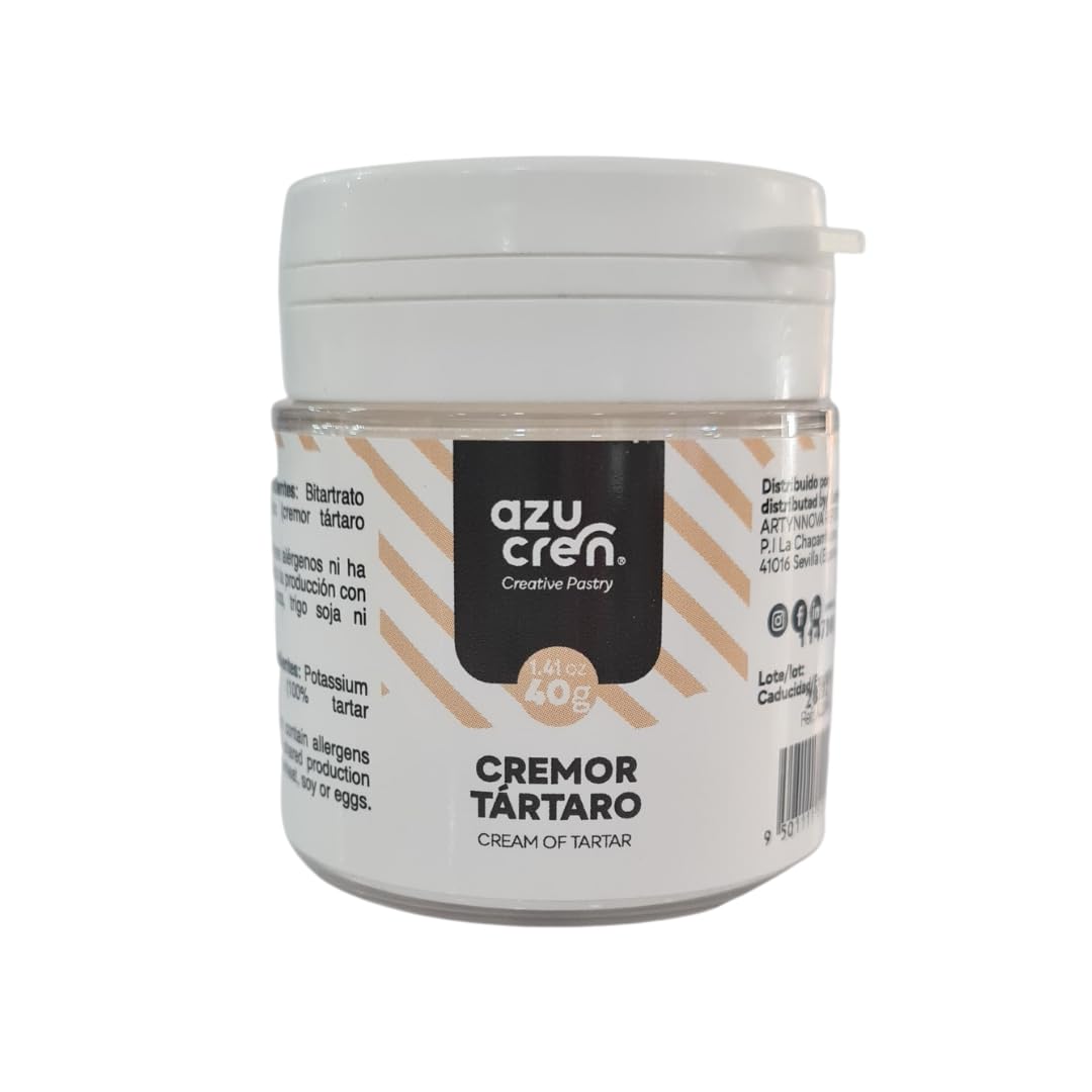 Azucren - Cream Tatar - Stabilizer of Egg Whites and Cream - Prevents Sugar Crystallization - 40 Gr