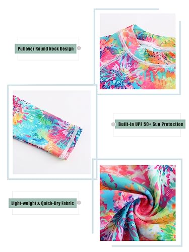 Girls Long Sleeve Swim Shirt Rash Guard for Girls One Piece Bathing Suits with UPF 50+ Sun Protection 3-16 Years4