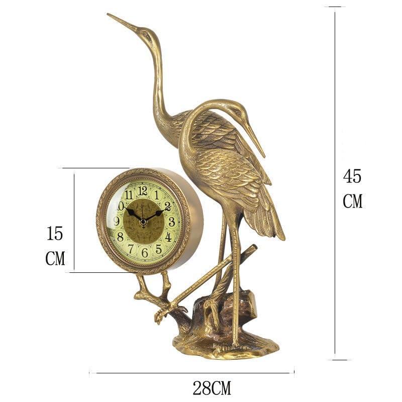 Décorative Horloge de Bureau en Laiton Style Chinois, Horloge décoration Salon, Table rétro pour Bureau Chambre Table(Brass)