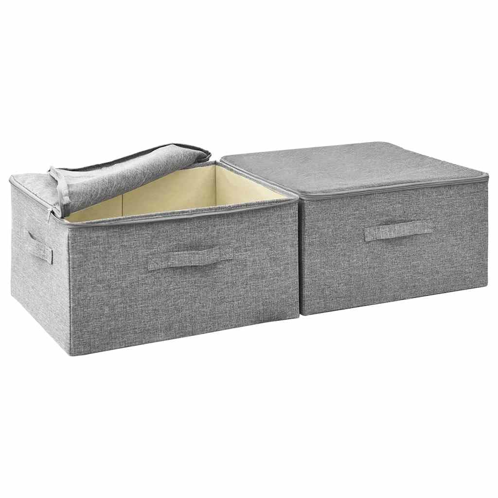 Faltbare Aufbewahrungsboxen 2er Set Stoff Grau 43 x 34 x 23 cm mit Griff für Schrank Regal Schublade Wohnzimmer Schlafzimmer Büro, platzsparend für Ordnung im Alltag