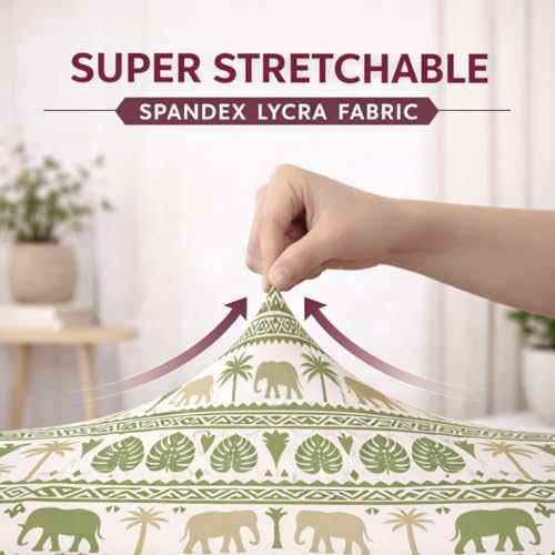 Image of STITCHNEST 'Contour Fit Series' Stretchable Printed Wooden Sofa Cover (Pack of 4) - Elastic Wooden Chair Cover | Wooden Sofa Seat Cover | Size - 20-21 x 20-21 x 3-5 in