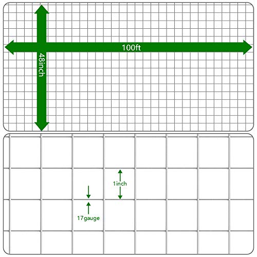 AMAGABELI GARDEN & HOME Hardware Cloth 48inch x 100ft 1inch 17Gauge Galvanized Before Welding Square Wire Diameter Wire Mesh Fence Roll Vegetables Netting Rabbit Chicken Coop Animal Enclosure BG301
