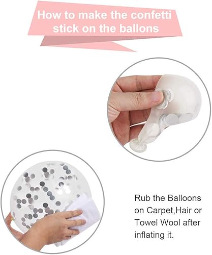 Miniatura 3 de Globos de látex de confeti blanco plateado paquete de 50 globos de fiesta cromados metálicos plateados de 12 pulgadas con cinta plateada para