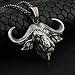 AMOZ Collier Vintage Pour Hommes, Pendentif Talisman Tête de Dragon Animal Mythologie Viking Nordique Avec Bijoux En Chaîne En Argent En Acier Inoxydable,Taureau