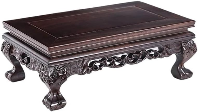 Vase Stand Rectangular Plant Stool Display Base, Vase Teapot Bonsai Ebony Carving Holder(Small)