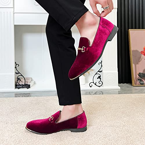 Image of FLQL Men's Luxury Penny Loafer Slip-On Velvet Shoes Party Dancing Shoes Suede Wedding Shoes Plus Size 7-13