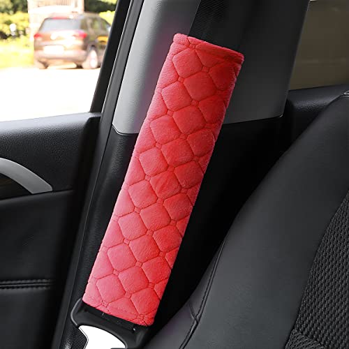 Auto Gurt Protektor, 2pcs Weiches und bequemes Kissen für Sicherheitsgurte, Kompatibel mit allen Autos, Sicherheitsgurt Schutz für Erwachsene und Kinder (Rot)