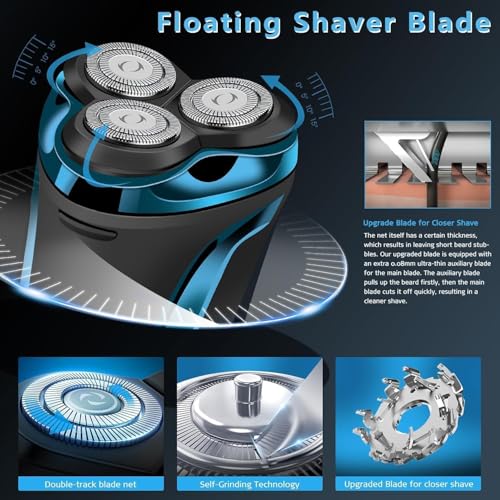 Snapbuy Electric Razor for Men, Snapbuy Electric Razor Pro of Father, 4D Floating Head Rotary Shaver,2026 New Electri c Shaver with LCD Display & Quiet Motor, IPX7 Waterproof (Blue) by Teotopoa - Image 3
