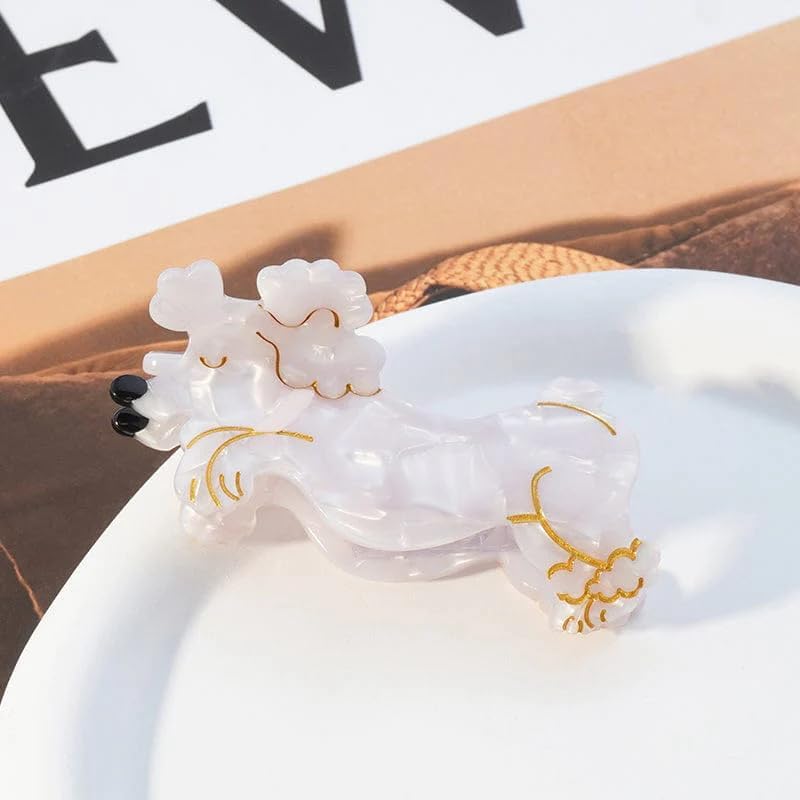 Nordstral Hair Clip Dog King Poodle - 7.5 cm, Women & Girls, White - Image 4