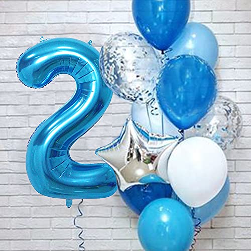 Jrzyhi Ballonnen, cijfers, luchtballon, 12e verjaardag, blauw, reusachtige folieballon, getal 12 heliumnummer, grote XXL… - Afbeelding 4