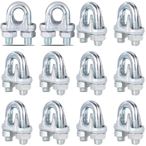 12PCS 3/8 M10 Zinc-Plated Wire Rope Clamps U-Bolt Cable Clips